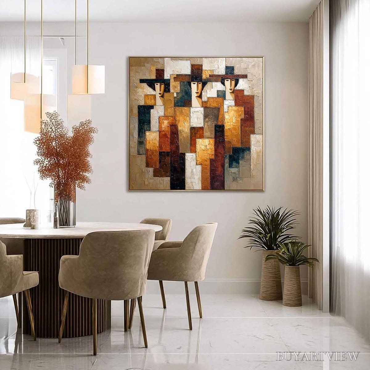 BUYARTVIEW the Triad – Heavily Textured Abstract Figurative Impasto Painting - image 6