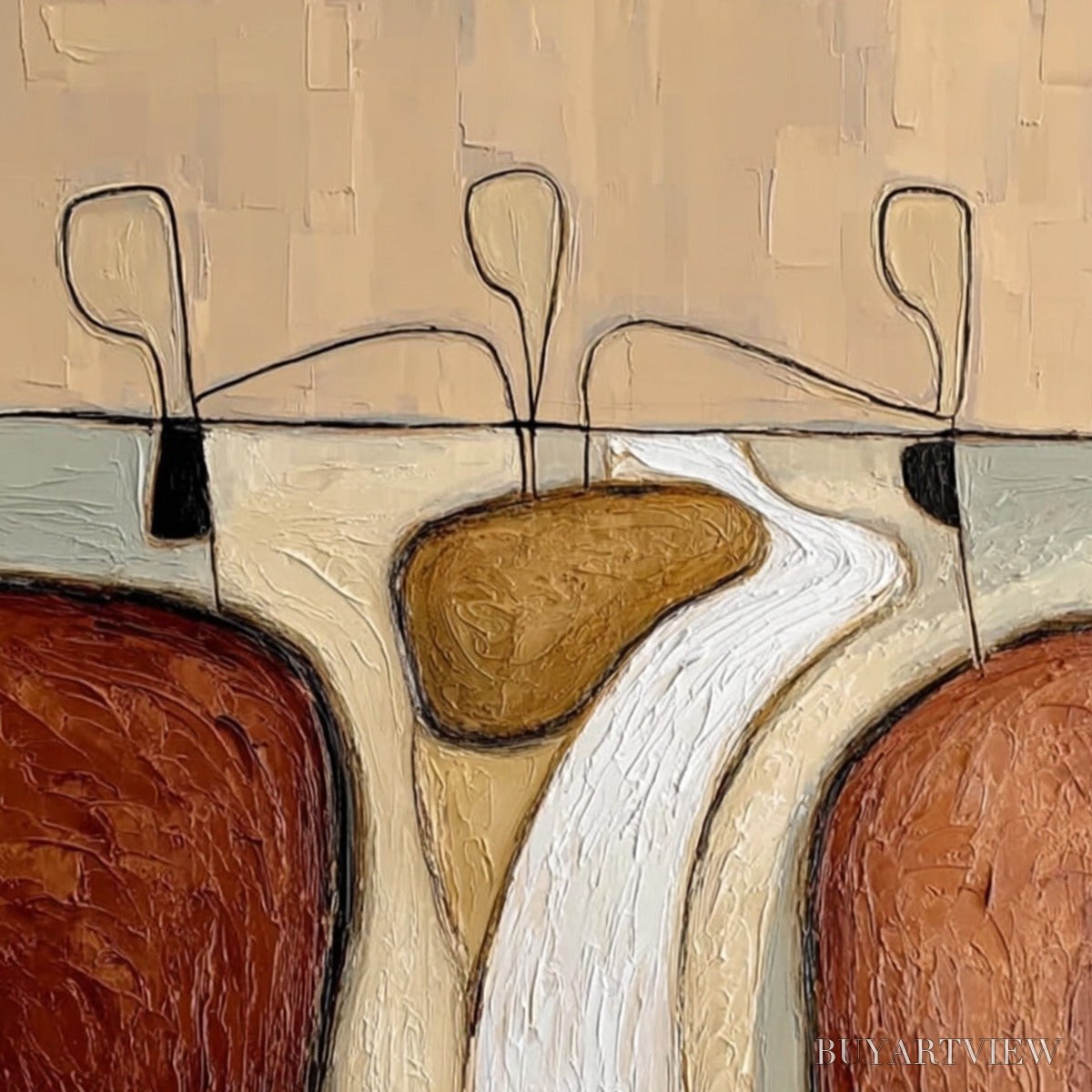 BUYARTVIEW the Passage – Textured Wabi Sabi Abstract Earth Tone Painting - image 3