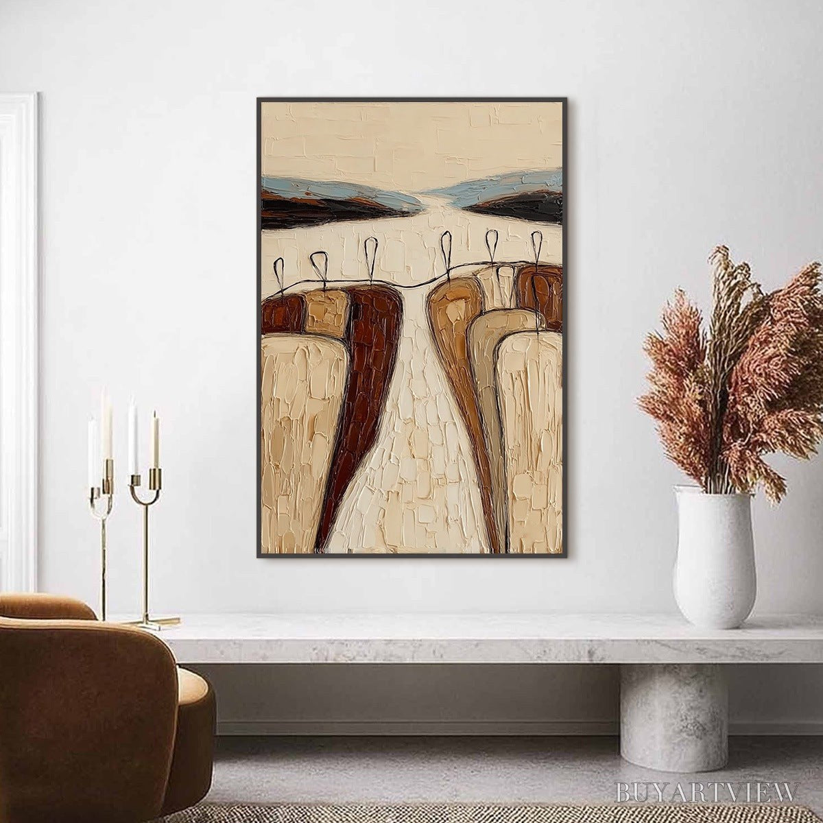 BUYARTVIEW the Gathering – Textured Wabi Sabi Abstract Landscape Painting - image 2