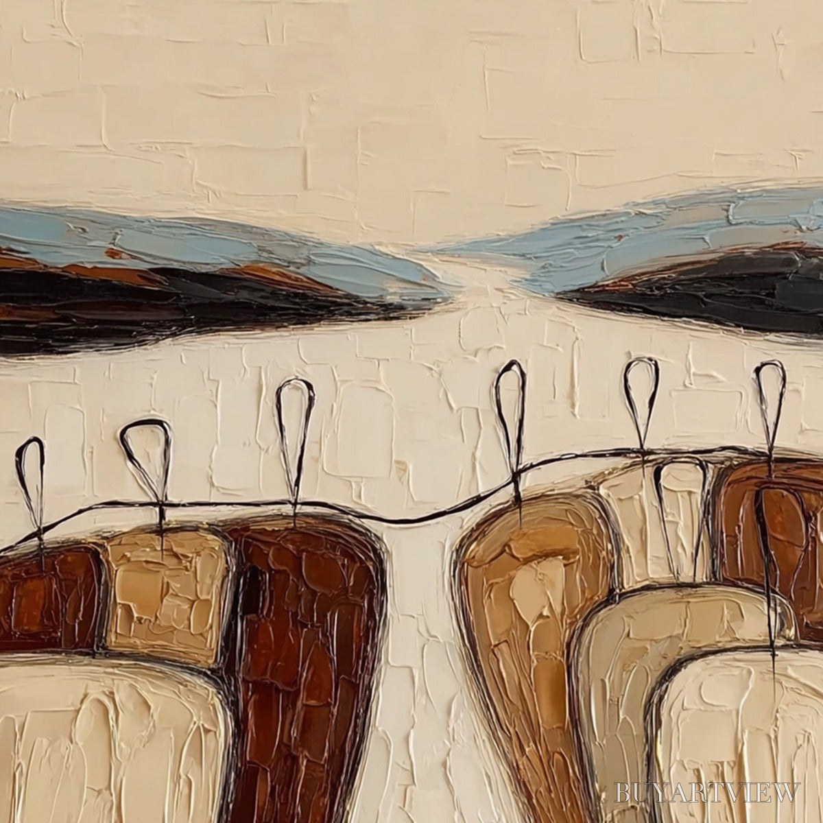 BUYARTVIEW the Gathering – Textured Wabi Sabi Abstract Landscape Painting - image 3