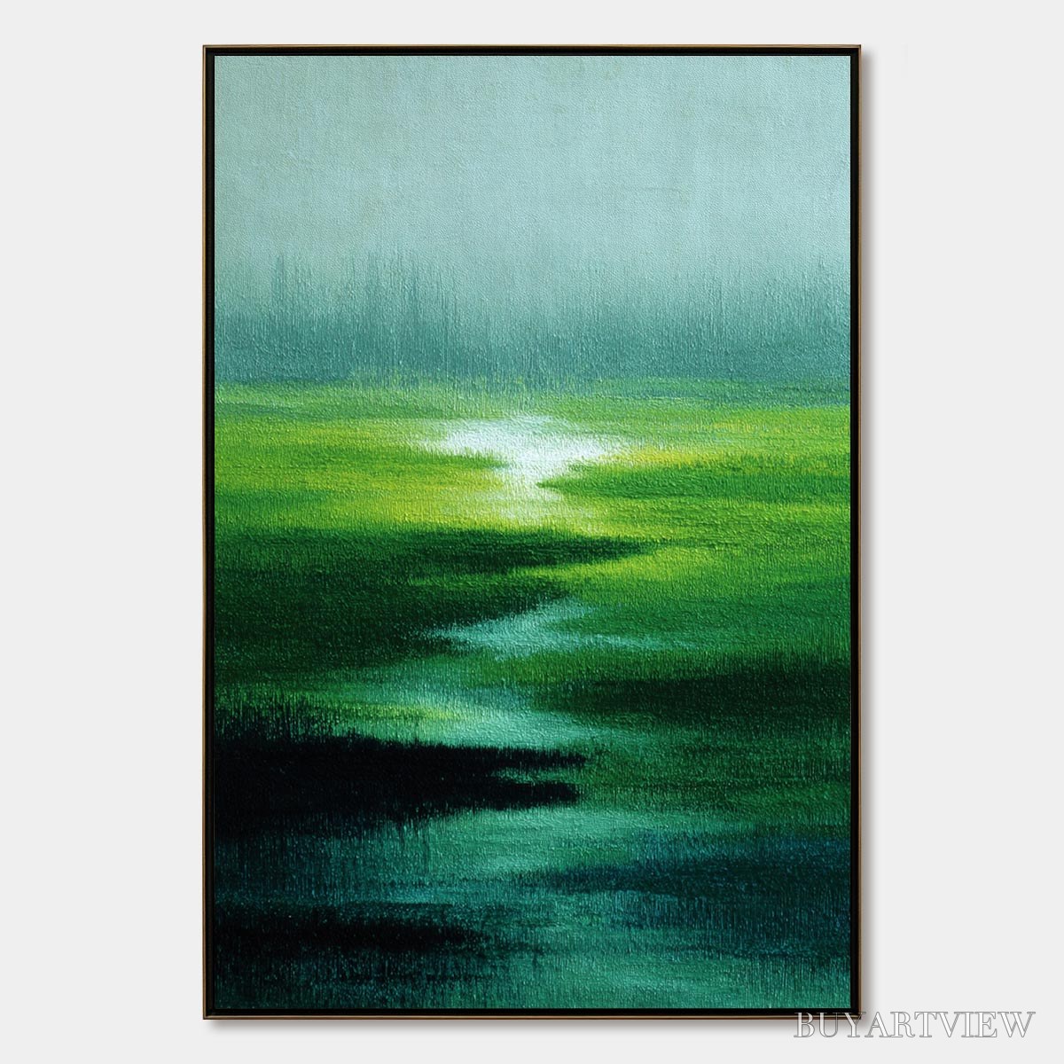 BUYARTVIEW Verdant Reverie – Abstract Green Landscape Oil Painting - image 1