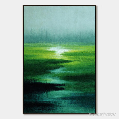 BUYARTVIEW Verdant Reverie – Abstract Green Landscape Oil Painting - image 1