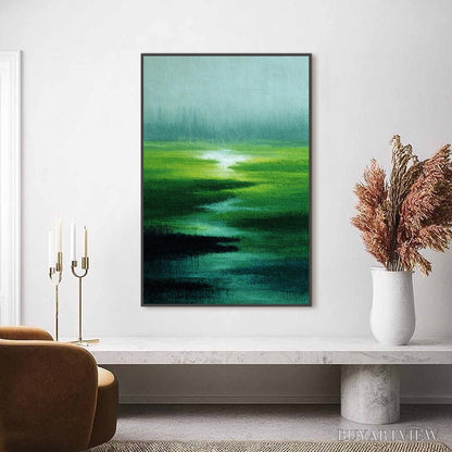 BUYARTVIEW Verdant Reverie – Abstract Green Landscape Oil Painting - image 2