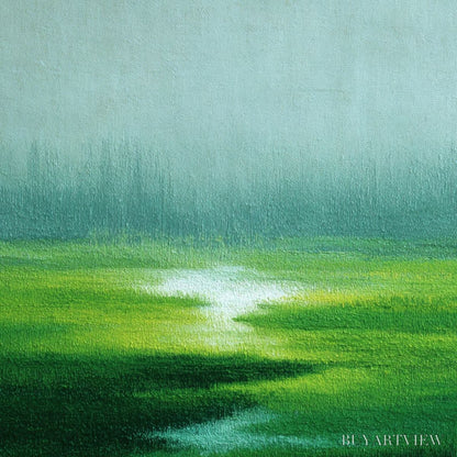 BUYARTVIEW Verdant Reverie – Abstract Green Landscape Oil Painting - image 3
