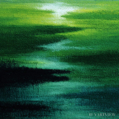 BUYARTVIEW Verdant Reverie – Abstract Green Landscape Oil Painting - image 5