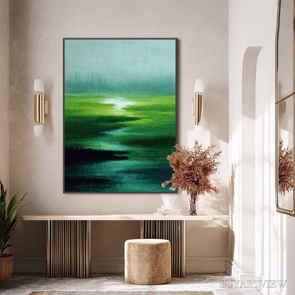 BUYARTVIEW Verdant Reverie – Abstract Green Landscape Oil Painting - image 6