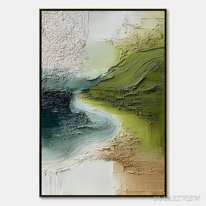 BUYARTVIEW Verdant Path – Textured Wabi Sabi Abstract Landscape Painting - image 1