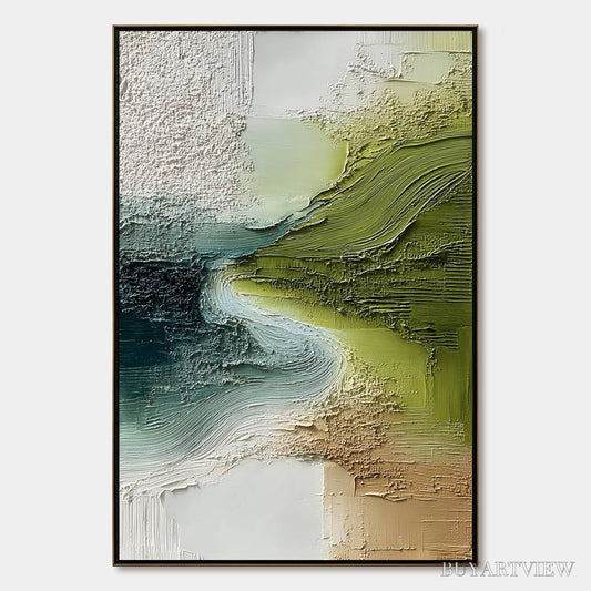 BUYARTVIEW Verdant Path – Textured Wabi Sabi Abstract Landscape Painting - image 1