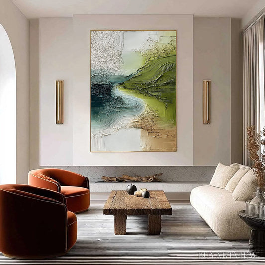 BUYARTVIEW Verdant Path – Textured Wabi Sabi Abstract Landscape Painting - image 2