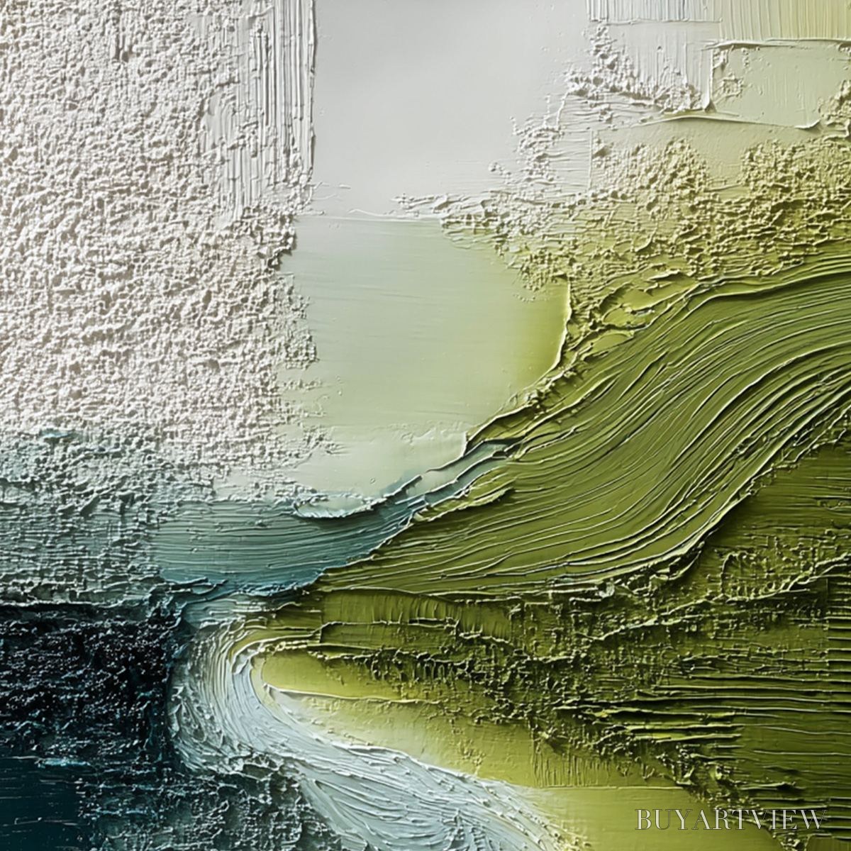 BUYARTVIEW Verdant Path – Textured Wabi Sabi Abstract Landscape Painting - image 3