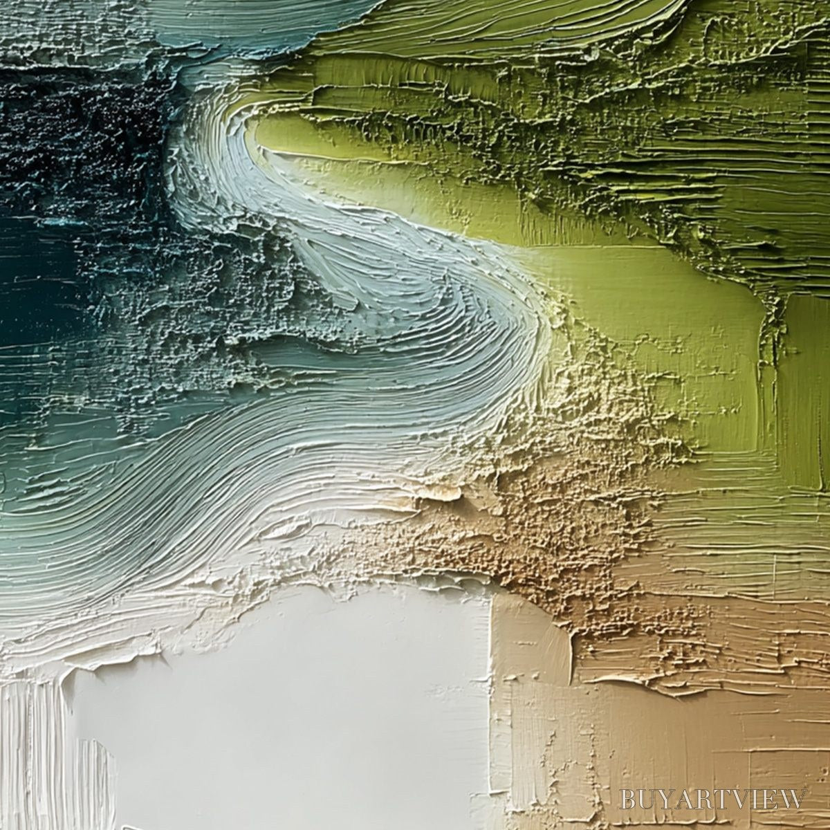 BUYARTVIEW Verdant Path – Textured Wabi Sabi Abstract Landscape Painting - image 5