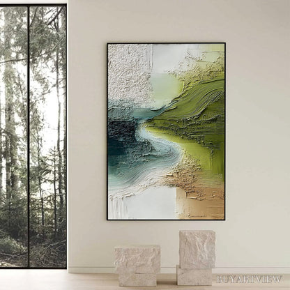 BUYARTVIEW Verdant Path – Textured Wabi Sabi Abstract Landscape Painting - image 6