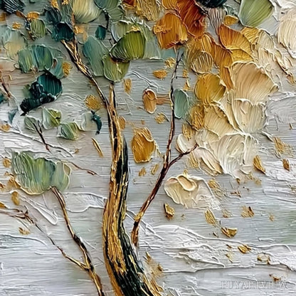 BUYARTVIEW Emerald Jewel Tree – Textured Palette Knife Tree Painting with Golden Accents - image 5