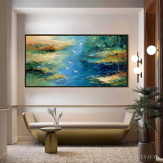 BUYARTVIEW Azure Journey – Textured Abstract River Landscape Painting - image 2