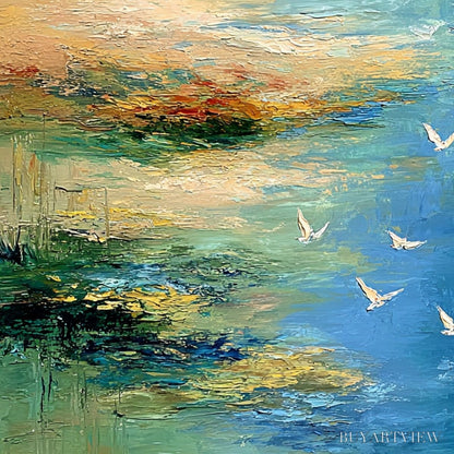 BUYARTVIEW Azure Journey – Textured Abstract River Landscape Painting - image 3