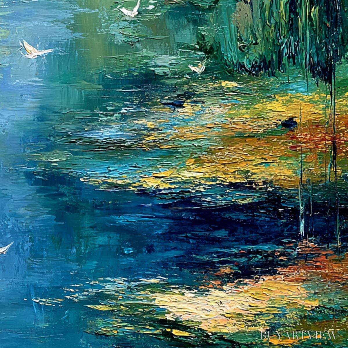 BUYARTVIEW Azure Journey – Textured Abstract River Landscape Painting - image 5