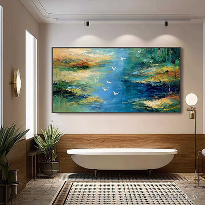 BUYARTVIEW Azure Journey – Textured Abstract River Landscape Painting - image 6