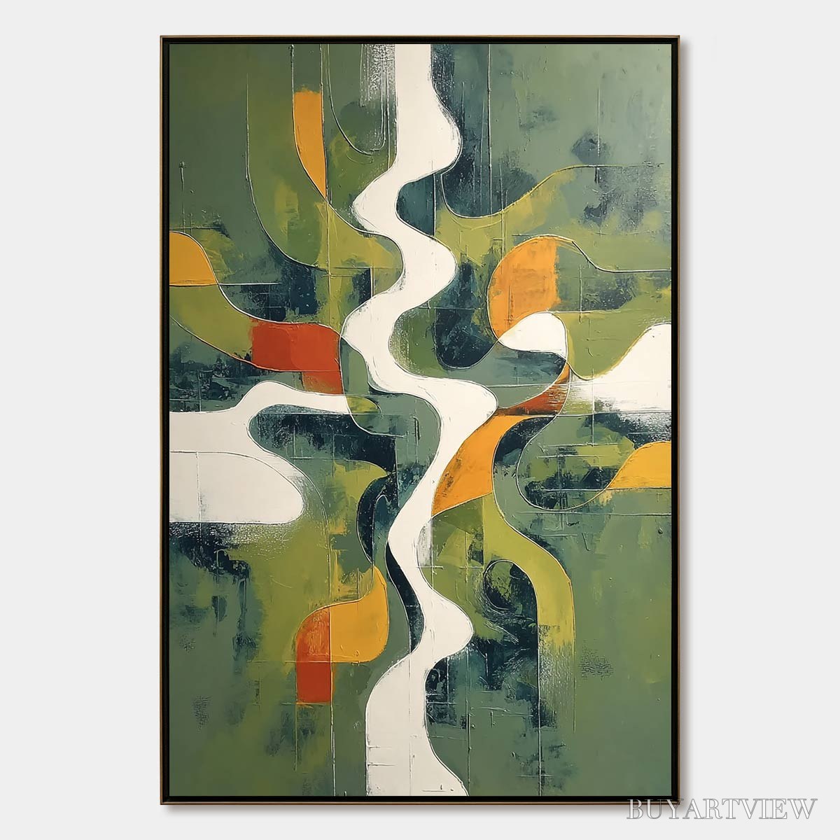 BUYARTVIEW Veridian Flow – Textured Modern Abstract Landscape Painting - image 1