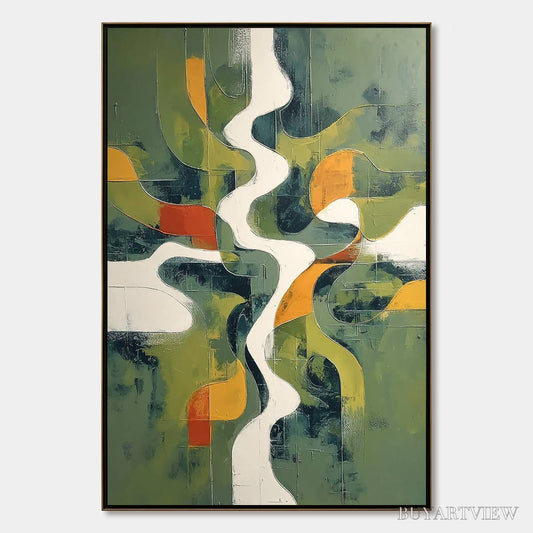 BUYARTVIEW Veridian Flow – Textured Modern Abstract Landscape Painting - image 1