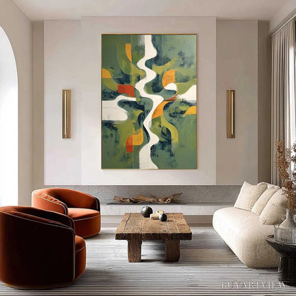 BUYARTVIEW Veridian Flow – Textured Modern Abstract Landscape Painting - image 2