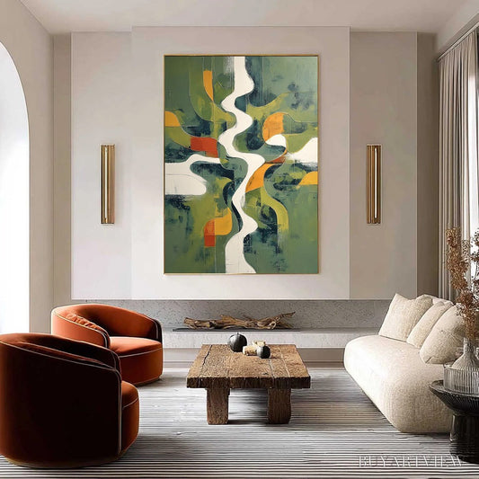 BUYARTVIEW Veridian Flow – Textured Modern Abstract Landscape Painting - image 2