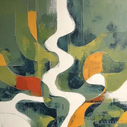 BUYARTVIEW Veridian Flow – Textured Modern Abstract Landscape Painting - image 3