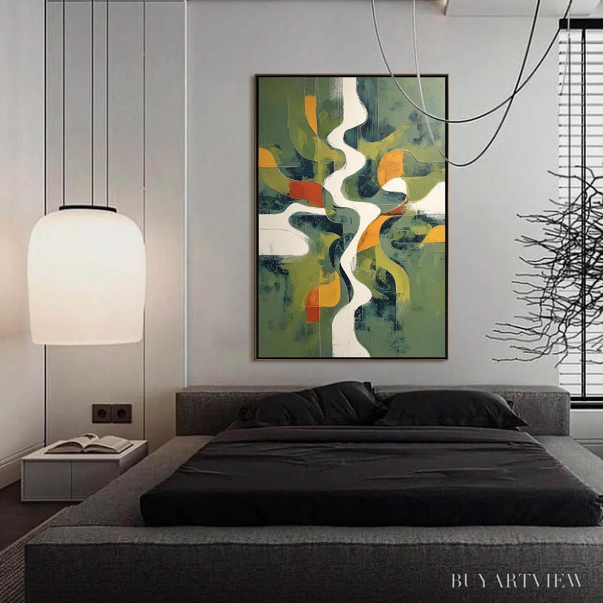 BUYARTVIEW Veridian Flow – Textured Modern Abstract Landscape Painting - image 4