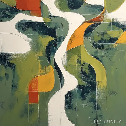 BUYARTVIEW Veridian Flow – Textured Modern Abstract Landscape Painting - image 5