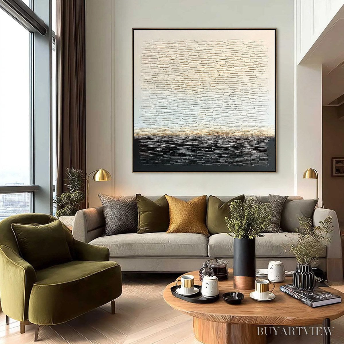 BUYARTVIEW Echoes of Stillness – Large Square Textured Minimalist Abstract Painting - image 4