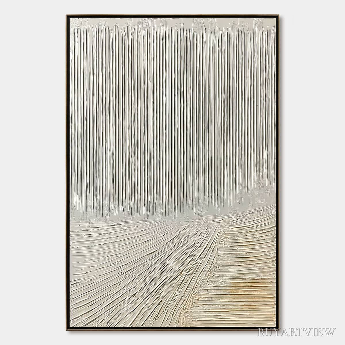 BUYARTVIEW Convergence – Textured Minimalist Wabi Sabi Abstract Painting in White - image 1