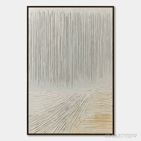 BUYARTVIEW Convergence – Textured Minimalist Wabi Sabi Abstract Painting in White - image 1