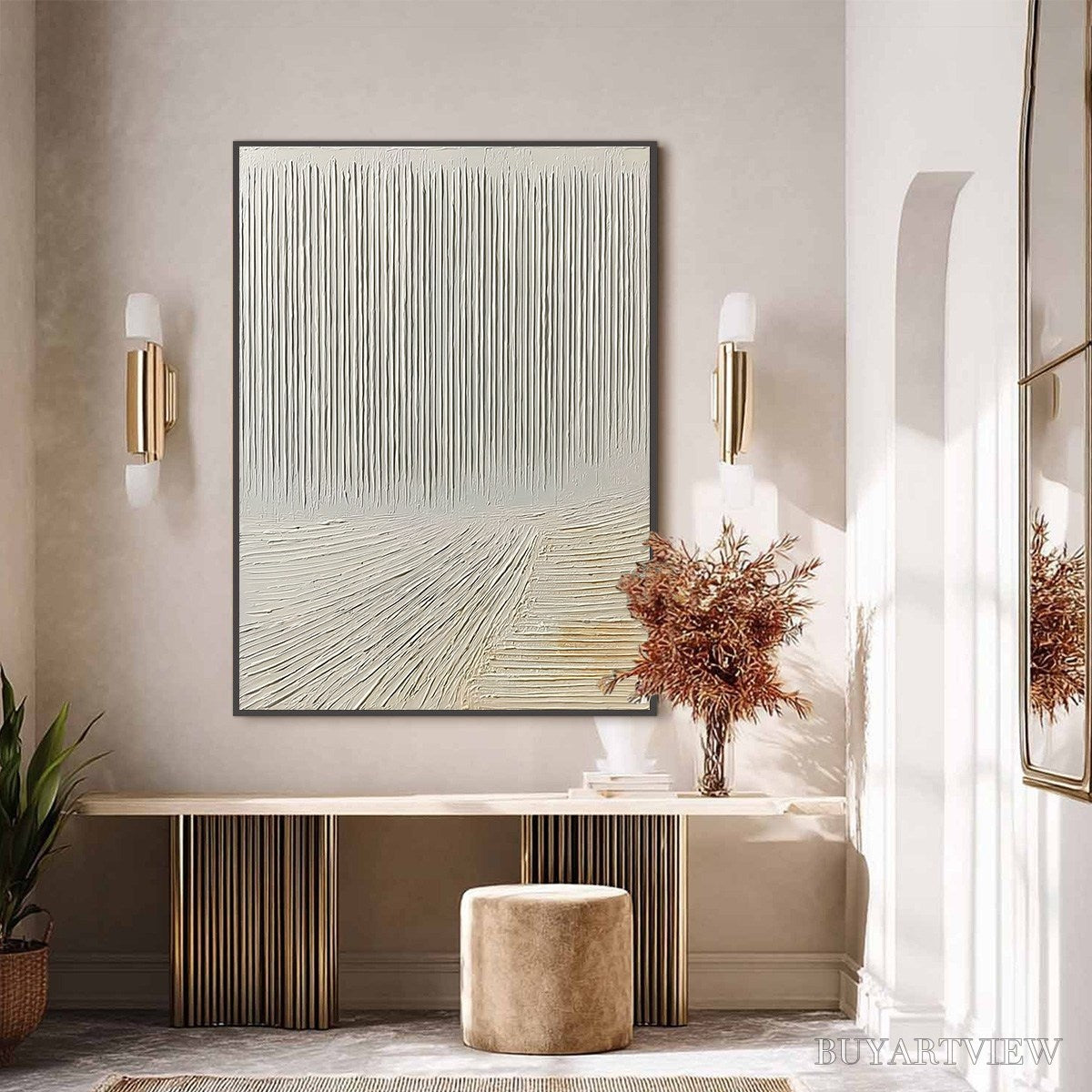 BUYARTVIEW Convergence – Textured Minimalist Wabi Sabi Abstract Painting in White - image 2