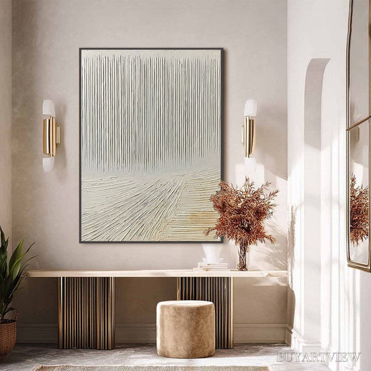 BUYARTVIEW Convergence – Textured Minimalist Wabi Sabi Abstract Painting in White - image 2