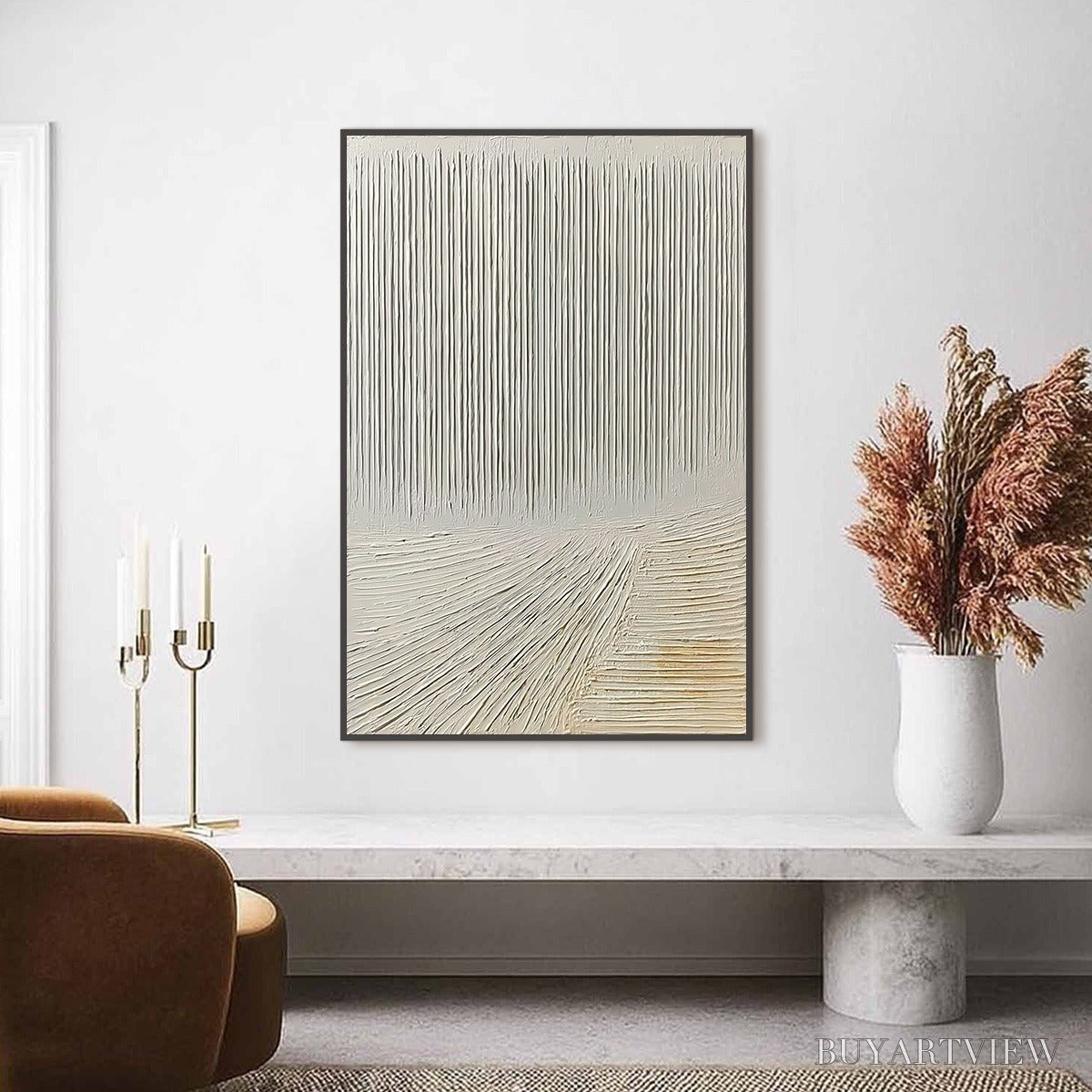 BUYARTVIEW Convergence – Textured Minimalist Wabi Sabi Abstract Painting in White - image 6