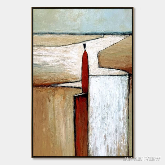 BUYARTVIEW the Voyager – Textured Minimalist Painting of a Solitary Figure - image 1