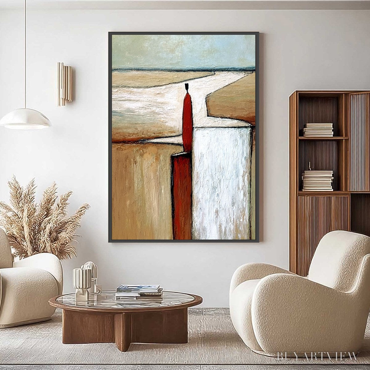 BUYARTVIEW the Voyager – Textured Minimalist Painting of a Solitary Figure - image 4