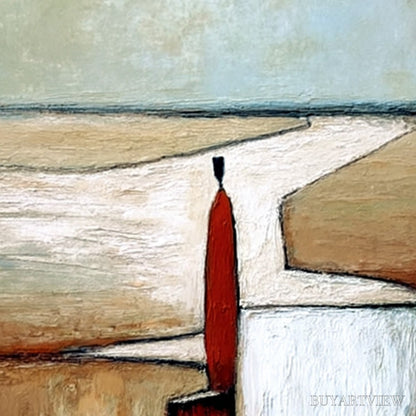 BUYARTVIEW the Voyager – Textured Minimalist Painting of a Solitary Figure - image 5