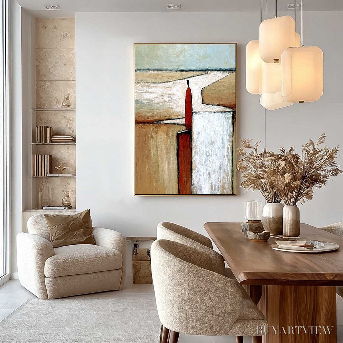 BUYARTVIEW the Voyager – Textured Minimalist Painting of a Solitary Figure - image 6