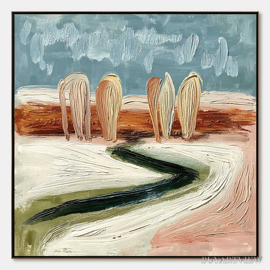 BUYARTVIEW Coastal Sentinels | Textured Abstract Landscape Oil Painting - image 1