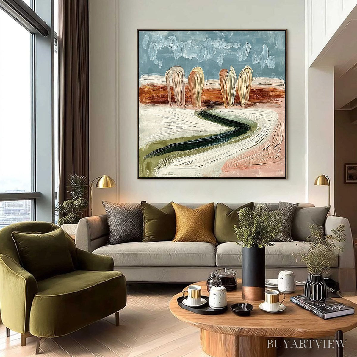 BUYARTVIEW Coastal Sentinels | Textured Abstract Landscape Oil Painting - image 6