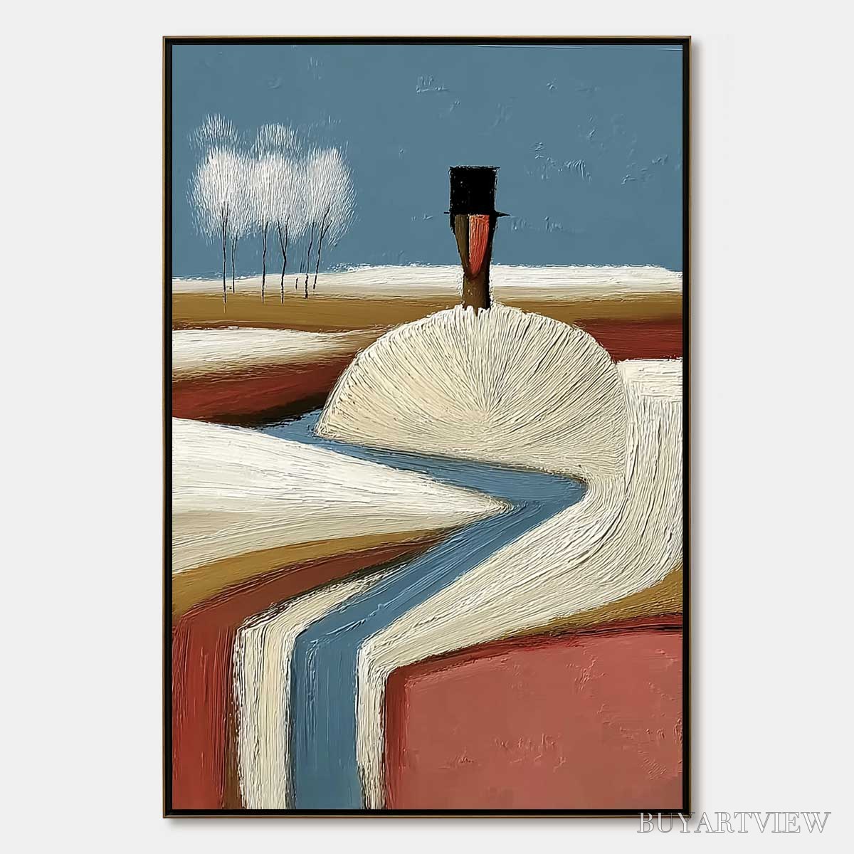 BUYARTVIEW the Silent Journey – Textured Wabi Sabi Abstract Landscape Painting - image 1