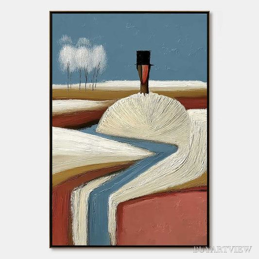 BUYARTVIEW the Silent Journey – Textured Wabi Sabi Abstract Landscape Painting - image 1