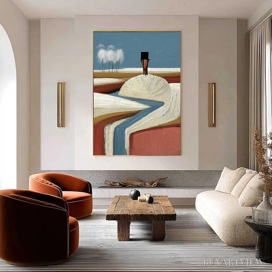 BUYARTVIEW the Silent Journey – Textured Wabi Sabi Abstract Landscape Painting - image 2