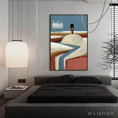 BUYARTVIEW the Silent Journey – Textured Wabi Sabi Abstract Landscape Painting - image 4