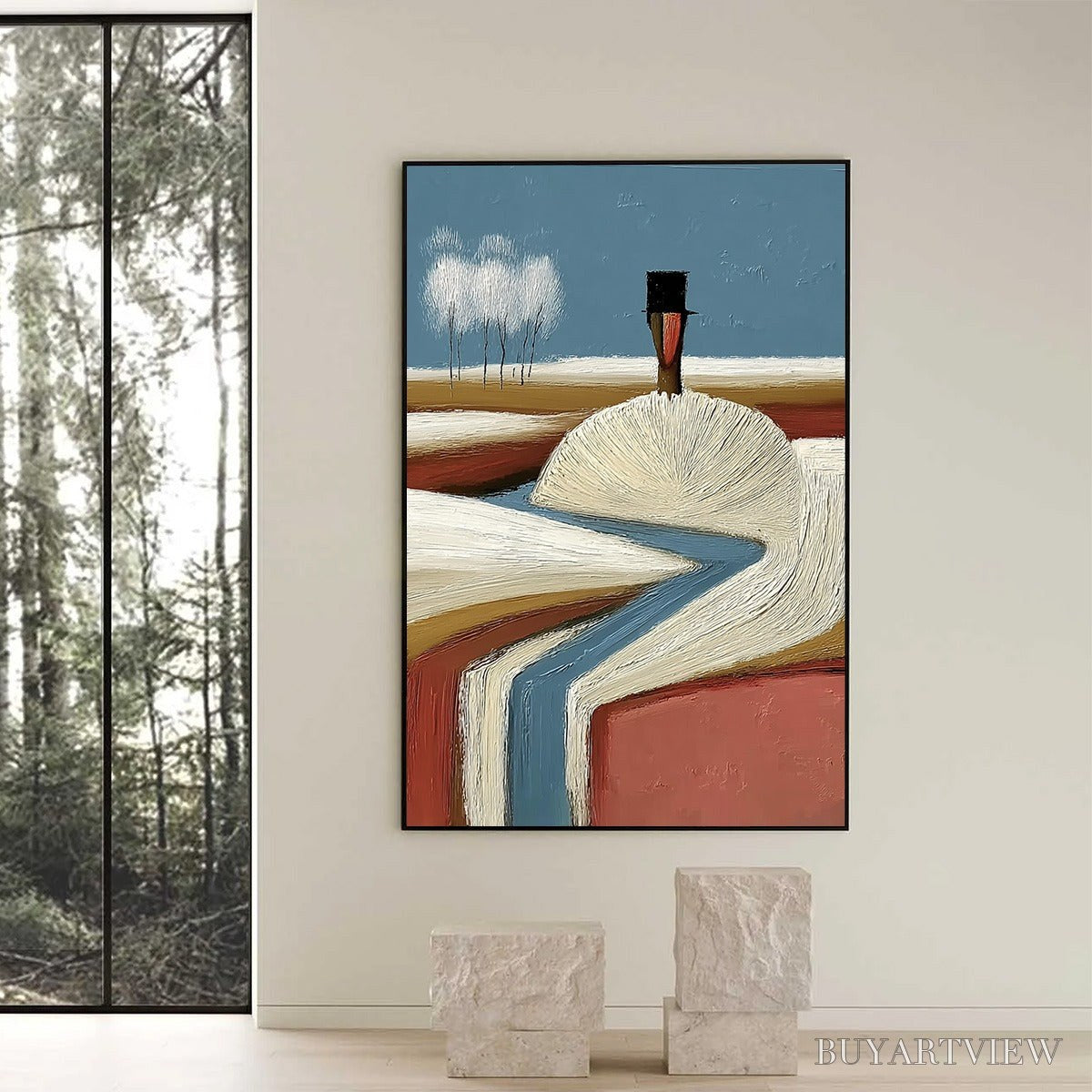BUYARTVIEW the Silent Journey – Textured Wabi Sabi Abstract Landscape Painting - image 6