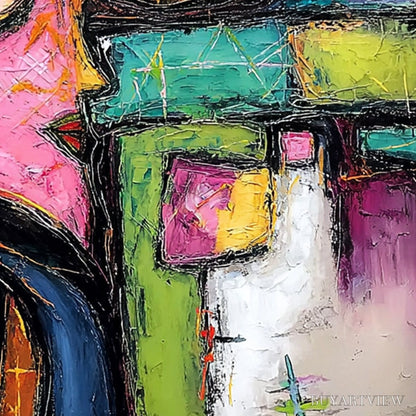 BUYARTVIEW Kaleidoscope Gaze – Colorful Abstract Portrait Impasto Oil Painting - image 5