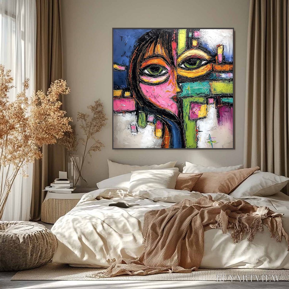 BUYARTVIEW Kaleidoscope Gaze – Colorful Abstract Portrait Impasto Oil Painting - image 6