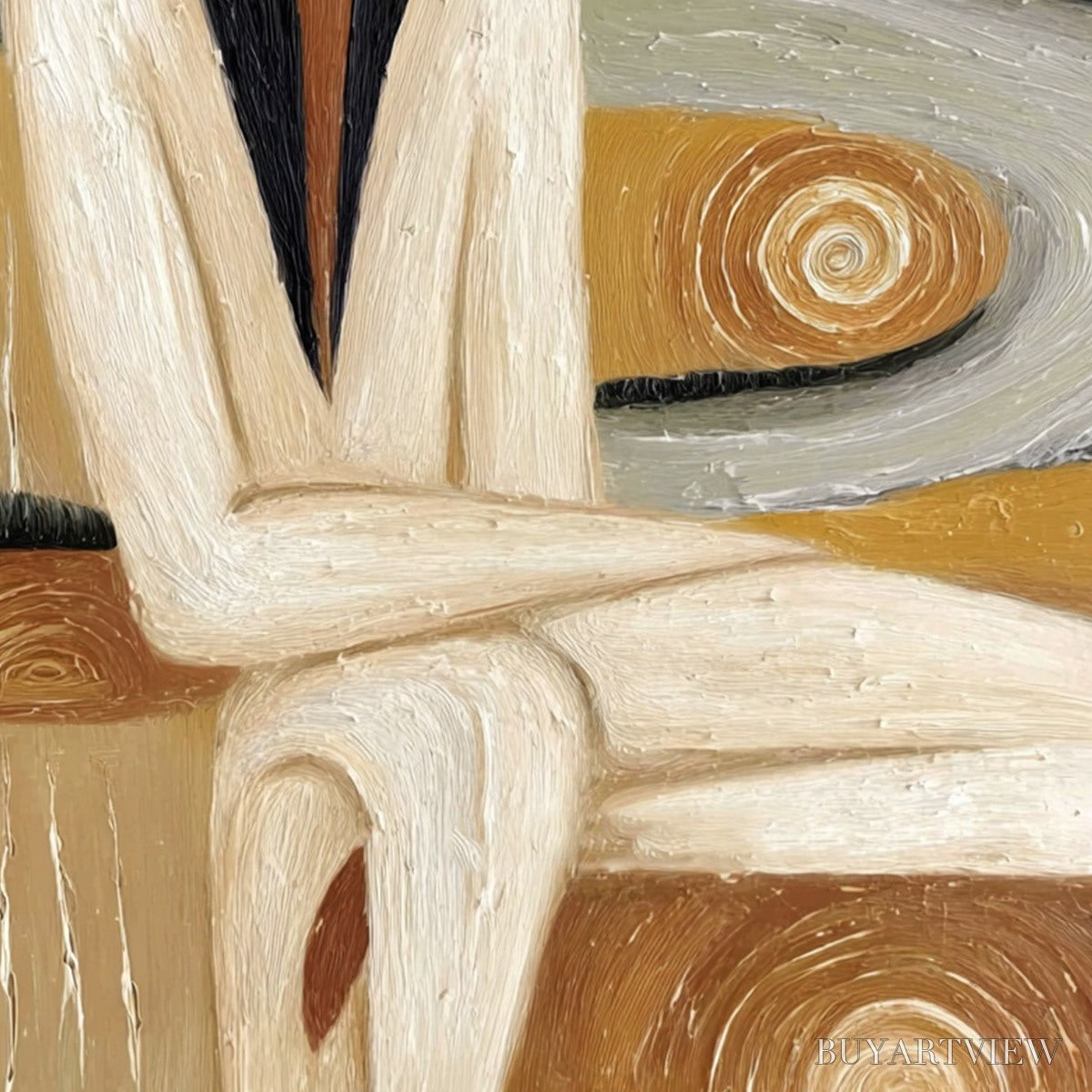 BUYARTVIEW Earthen Contemplation – Textured Figurative Art of a Man in a Serene Landscape - image 5