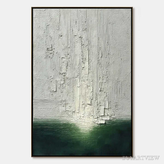 BUYARTVIEW Veridian Horizon – Textured Wabi Sabi Abstract Landscape Painting - image 1