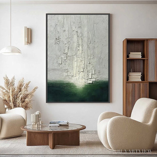 BUYARTVIEW Veridian Horizon – Textured Wabi Sabi Abstract Landscape Painting - image 2